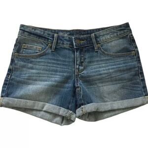 Mossimo Womens Jean Shorts Size 2 Cuffed Denim Blue Jean Shorts Medium Wash